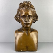 Dekorative männliche Büste aus Gips, bronziert, wohl Ludwig van Beethoven