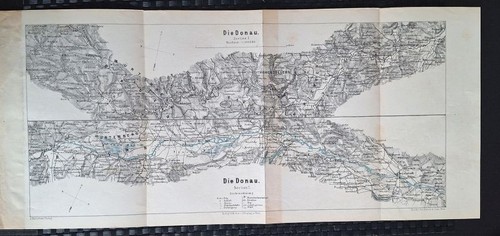 Karte der donau lithografie - karte,