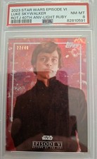 Luke Skywalker, Topps Star Wars 2023, RotJ 40th Light Ruby 23/40, PSA 8