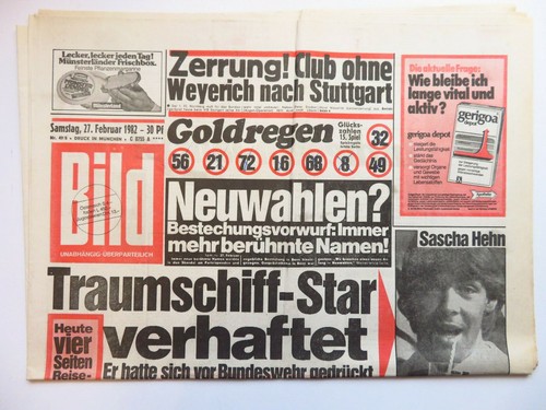 Bild zeitung 1982 - bild, 27.2.1982