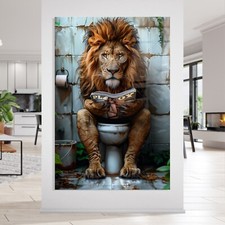 ✅ WANDBILD LÖWE SITZT AUF