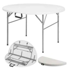 Shiga Klapptisch Runder weißer Gartentisch | Faltbar mit Tragegriff | 120 cm
