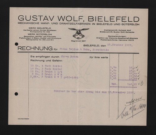 Bielefeld rechnung 1927 - bielefeld,,