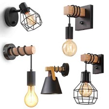 Retro Wandlampe Wandspot E27 schwarz-matt Flur Vintage Leuchte Wohnzimmer 220V