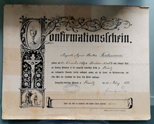 Alte Urkunde - Konfirmationsschein aus dem Jahr 1883, Pfarramt Kaditz 1