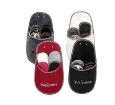 Willkommen Gästehausschuhe Pantoffeln Gästepantoffel Vlies Hausschuhe Unisex NEU
