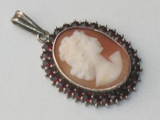 JUGENDSTIL 900er SILBER ANHÄNGER GEMME GRANAT SUPER DESIGN um 1900 Böhmen