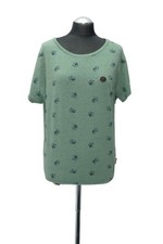 Naketano Damen Shirt S | 36 | grün Tierpfoten Rundhals kurzarm Freizeit (21737)