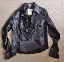 Elegante Damen Bluse, Bodyright, Satin, schwarz, Gr. 38, NEU