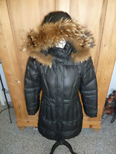 Sportalm Daunenmantel, Mantel, Kapuze, Echtfell, schwarz, Gr. 38