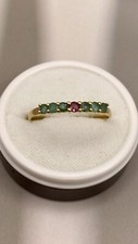9 Karat 375 Gold Ring Smaragd Rubin Edelsteine Grün Pink Steine Schmuck 