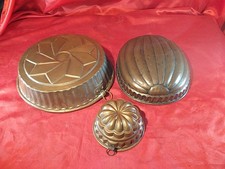 3 Antike Alte Gugelhupf Form Backform Kupfer Verzinkt (5771)