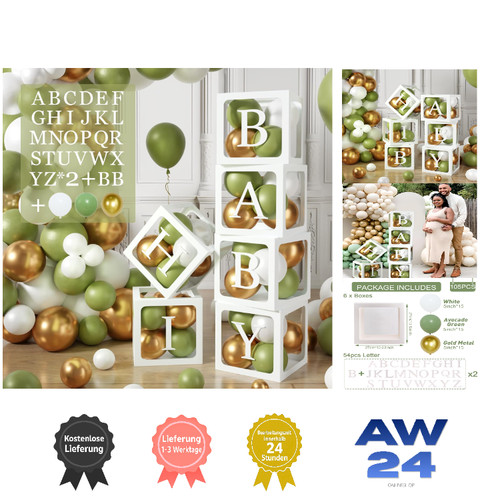 Salbeigrüne babyparty box - salbeigrüne,