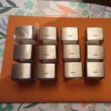 12 VEGA CUBISTE Serviettenringe Serviettenhalter aus Edelstahl Silberfarben Neu