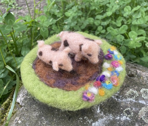 Filz deko kleine schweine - filz,