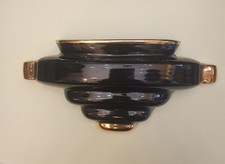 Art Deco Wandvase schwarz/gold