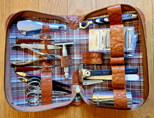 Vintage Lederetui für Nägel etc., Original 60er Jahre, Leder, 19-teilig
