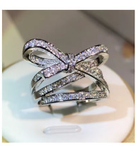 925 Sterling Silber Seil-Knoten Ring mit Zirkonia, Eleganter Braut Schmuck