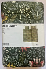 IKEA KARRDUNORT Bettbezug und 2 Kissenbezüge 240x220 cm dunkelgrün bunt