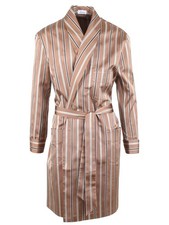 Brioni Herren Bademantel Morgenmantel Pyjama Größe L 100% Seide Gestreift