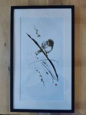 Gerahmtes Bild „Little Bird on Branch“ – Mariusz Szmerdt