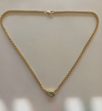 Zopfkette aus 585er Gelbgold mit Aquamarin