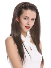 Halbperücke Haarteil edel geflochtener Haarreif glatt sehr lang 70 cm Braun