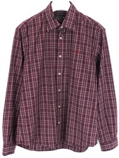 Marlboro Classics 7LW8419 Shirt Herren Groß Kariert Geknöpft Spread Burgund Logo