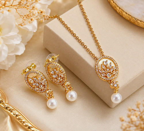 Luxus schmuckset gold zirkonia - luxus,