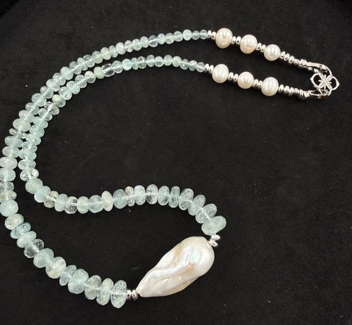 Aquamarin kette barockperle - kette,