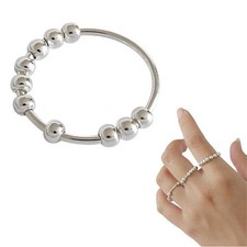 Sterling Silber drehbar Perlen Fingerring für Anti-Stress Angst Ring Geschenke