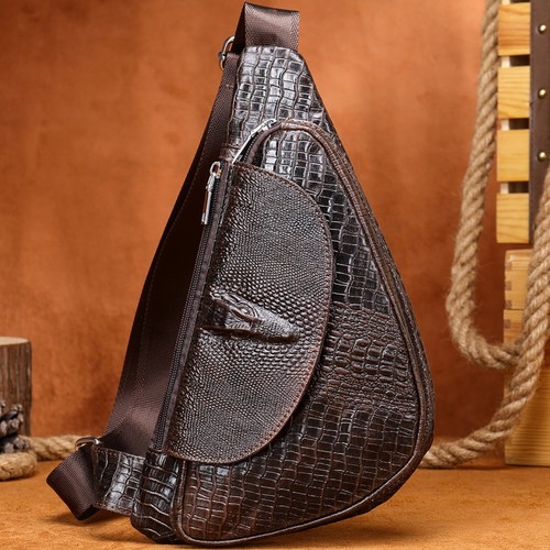Herren leder sling - bag, muster