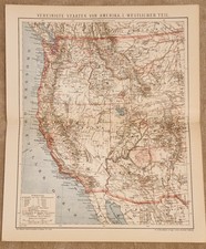 Top Rar 5 Landkarten Vereinigte Staaten von Amerika, Brockhaus 1898 14. Auflage