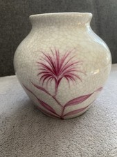 HEUBACH Vase, Craquele , Mit Blüten. Gemarktet. 12,5 Cm. 