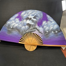 Fächer Wandfächer Sehr Groß 152 cm Ø Holz Lila Vögel