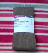 body Damen Strickstrumpfhose mit hohem Baumwollanteil Winter beige - Gr. 44-46