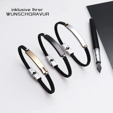 Gravurarmband Geflochten Verstellbar Frau Mann ID Gravur Geschenk Leder Handmade