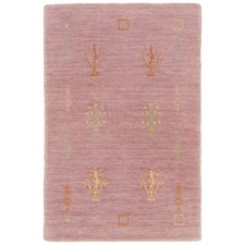 Handloom 90x60 cm Handgewebter Orientteppich Wolle Modern Carpet Neu Rug Rosa