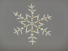 Perlenstern, Weihnachtsbaumschmuck, Schneeflocke *Elfenbeinfarbe* ca. 10cm