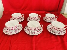 Warnecke China Purpur, 6 x Teetasse mit Untertasse