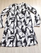 Tunika Kleid Damen Gr. M 38 schwarz weiß Muster Pinsel elegant langarm Baumwolle