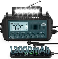 Kurbelradio, Notfallradio, Power Bank, Taschenlampe, Camping, Solar, AM/FM