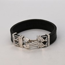 Justin Davis Silber 925 Leder Armband 16 cm gebraucht Man Cave Geschenk aus...