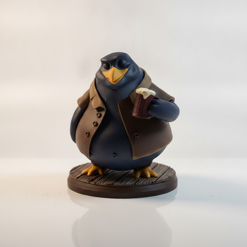 Figur fat pinguin hält beer - figur,