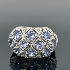 RING  GR.16,5 (CA.52) 925/-SILBER MIT TANSANIT & DIAMANTEN SCHMUCKJAGD