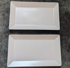 2 Teller rechteckig 25,5x15cm Sushi-Teller Porzellan Weiß IPEC