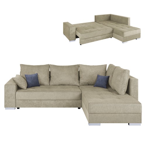 Ecksofa beige microfaser - -,
