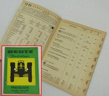 Deutz 13 18 24 30 45 60 PS D40 F1L F2L F4L 514 612 Schlepper Preisliste 5-9/1958