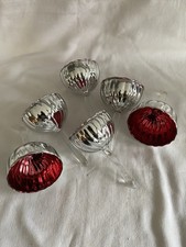 6 x Teelichtstecker Glas rot silber Weihnachten Adventskranz