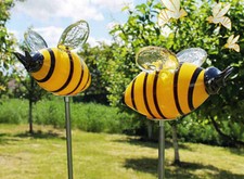 Gartenstecker Glas Biene auf